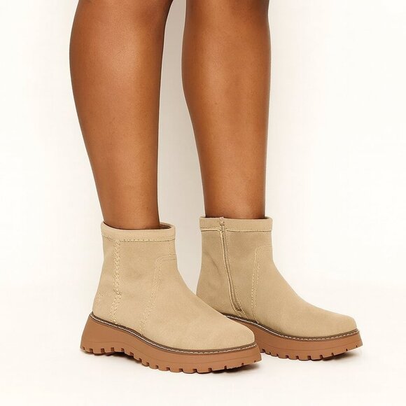 Lucky Brand Suede Ankle Boots | Tan Chunky Sole | Size 6.5 | MSRP $139 - Picture 1 of 10